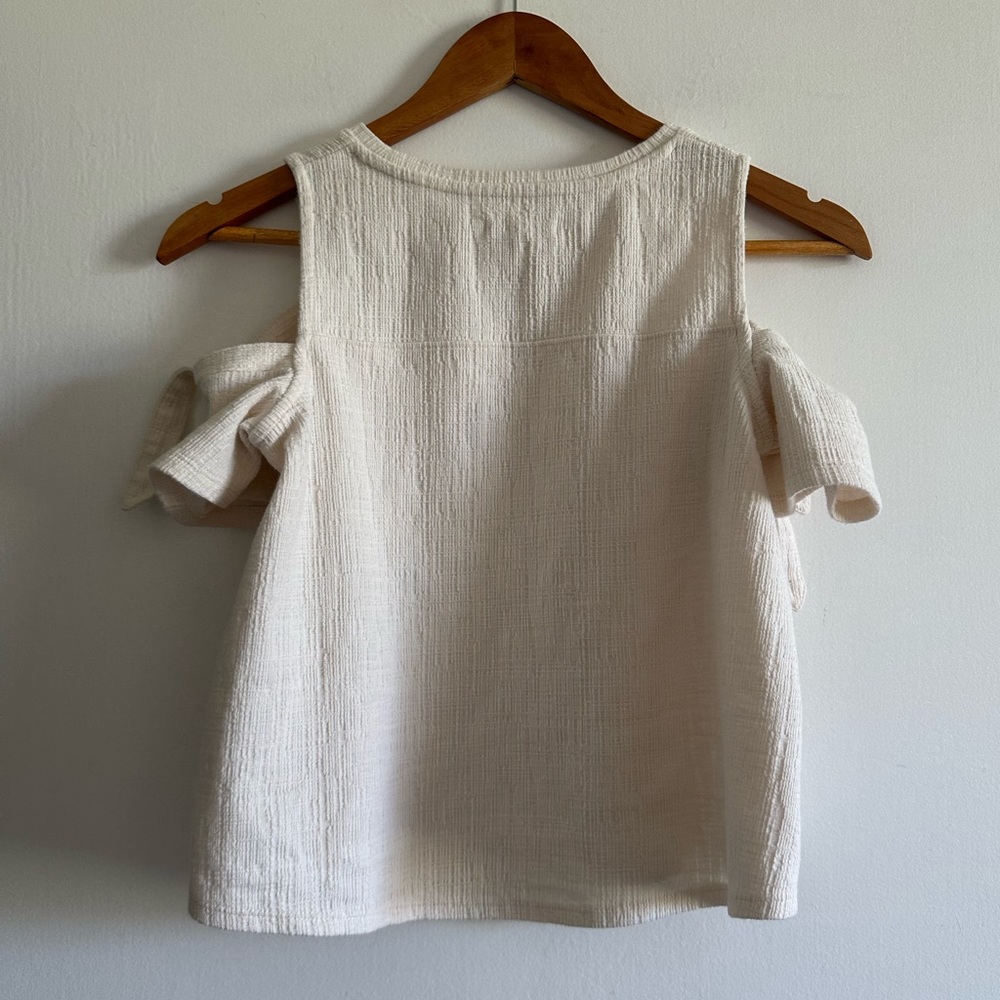 Madewell Ivory White Skylark Cold Shoulder Tie Top Size XS EUC - Picture 6 of 10